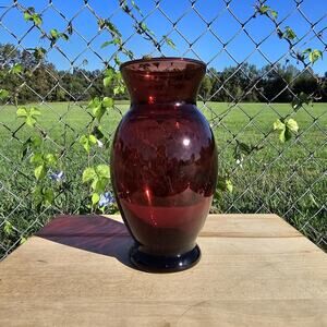 Vintage Anchor Hocking Royal Rud Red Glass Flower Vase/ Vintage Christmas Decor